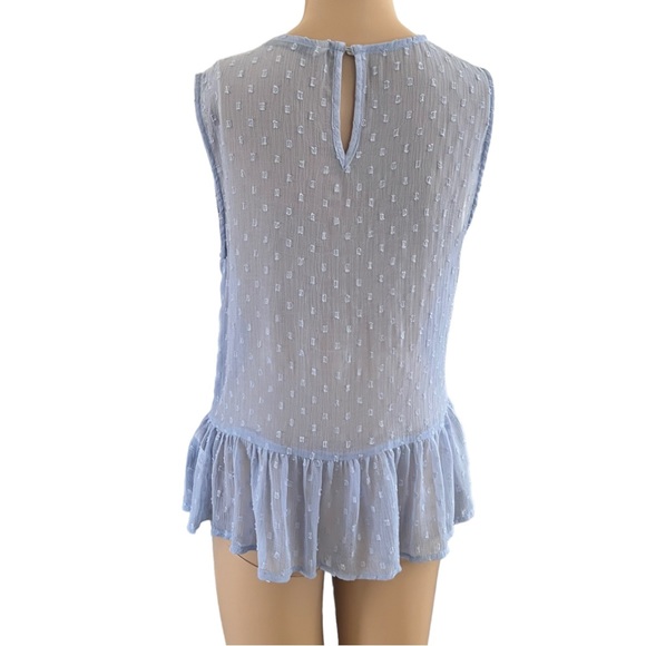 Zara Basic Sheer Swiss Dot Sleeveless Ruffle Blouse - Picture 2 of 4